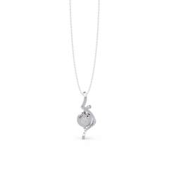 Round Lab Grown Diamond Curved Drop Pendant Necklace - HIGHCARAT DIAMONDS