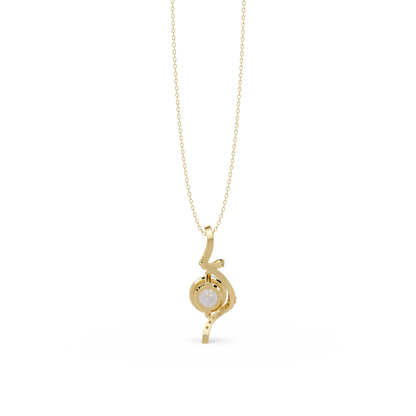 Round Lab Grown Diamond Curved Drop Pendant Necklace - HIGHCARAT DIAMONDS