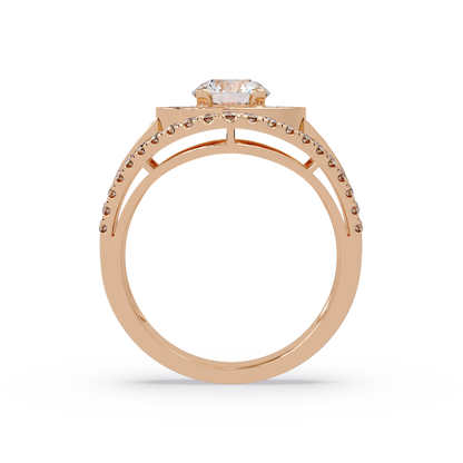 Round Lab Grown Diamond Double Halo Split Shank Ring - HIGHCARAT DIAMONDS