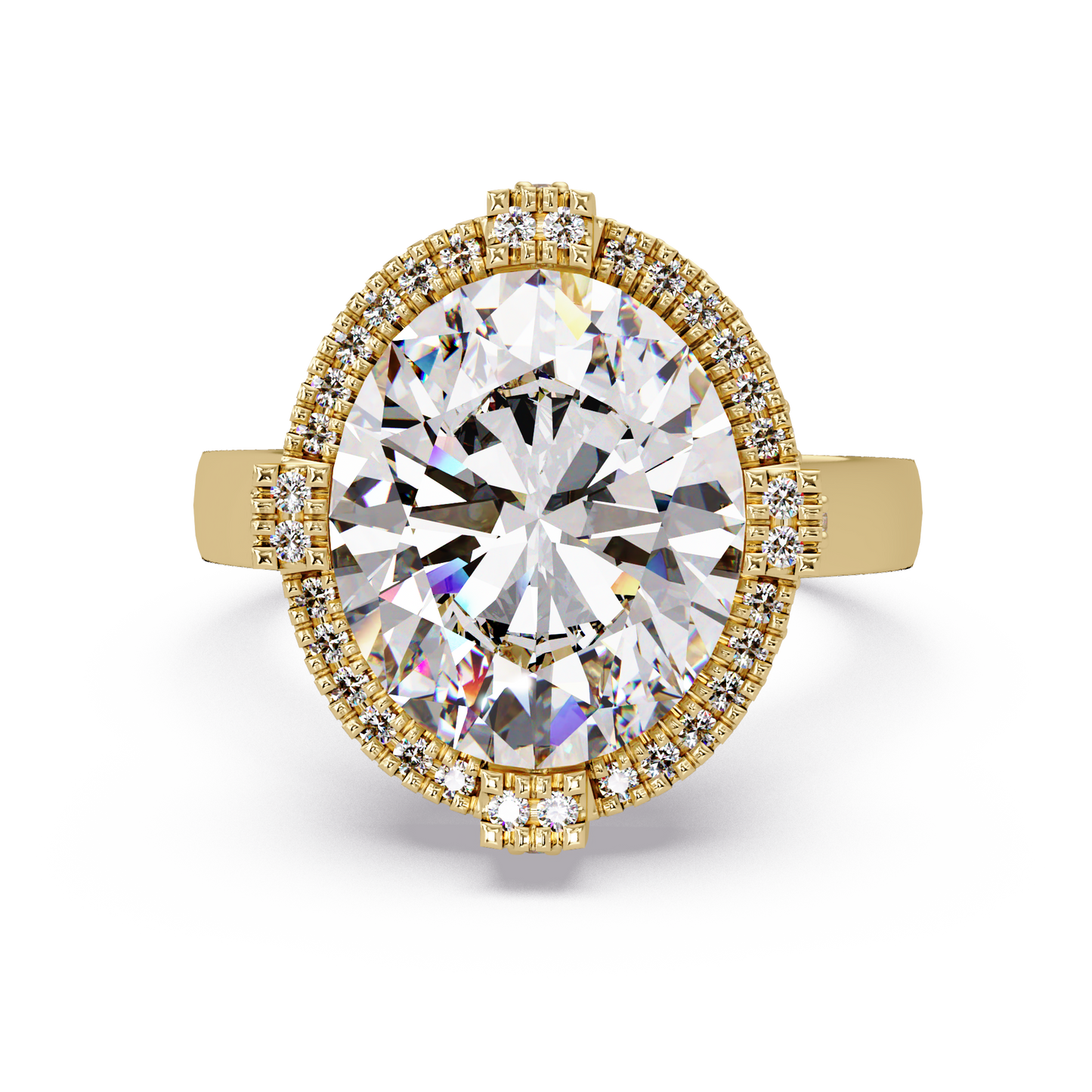 Round Lab Grown Diamond Double Halo Statement Ring - HIGHCARAT DIAMONDS