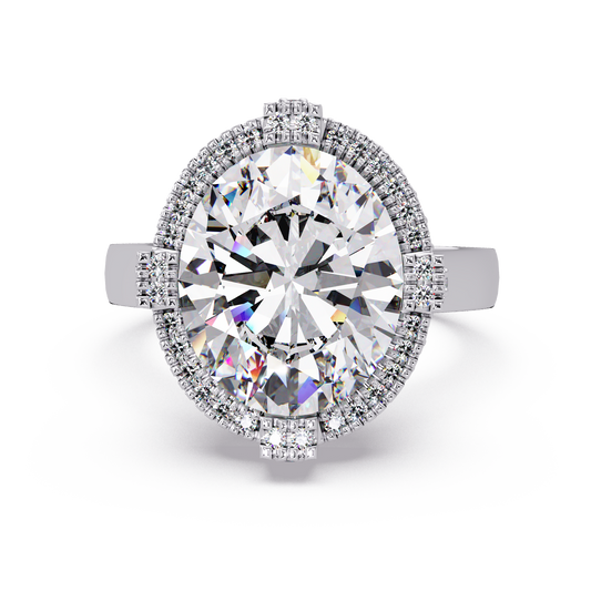 Round Lab Grown Diamond Double Halo Statement Ring - HIGHCARAT DIAMONDS