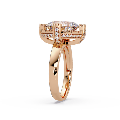 Round Lab Grown Diamond Double Halo Statement Ring - HIGHCARAT DIAMONDS