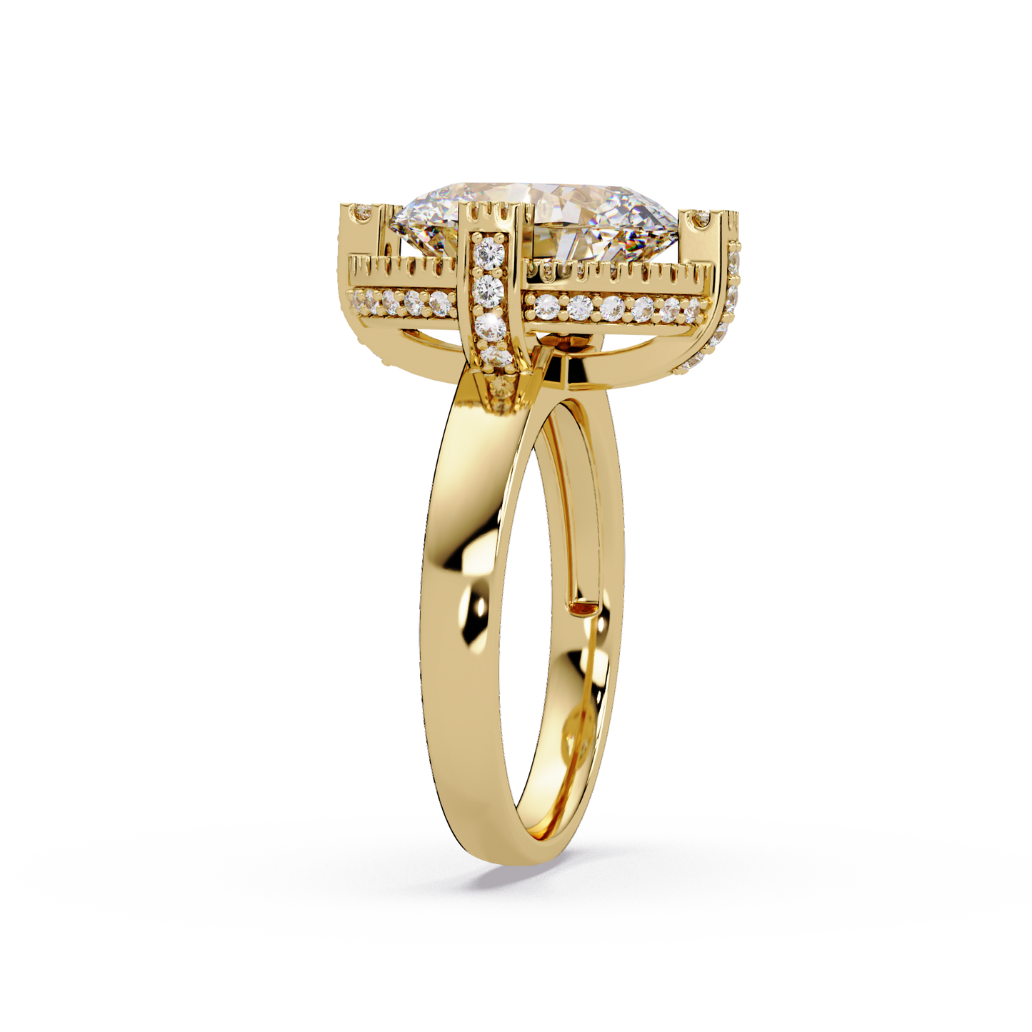 Round Lab Grown Diamond Double Halo Statement Ring - HIGHCARAT DIAMONDS