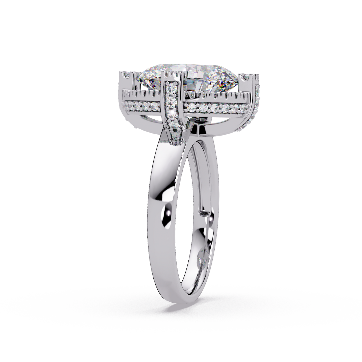 Round Lab Grown Diamond Double Halo Statement Ring - HIGHCARAT DIAMONDS