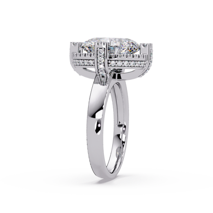 Round Lab Grown Diamond Double Halo Statement Ring - HIGHCARAT DIAMONDS