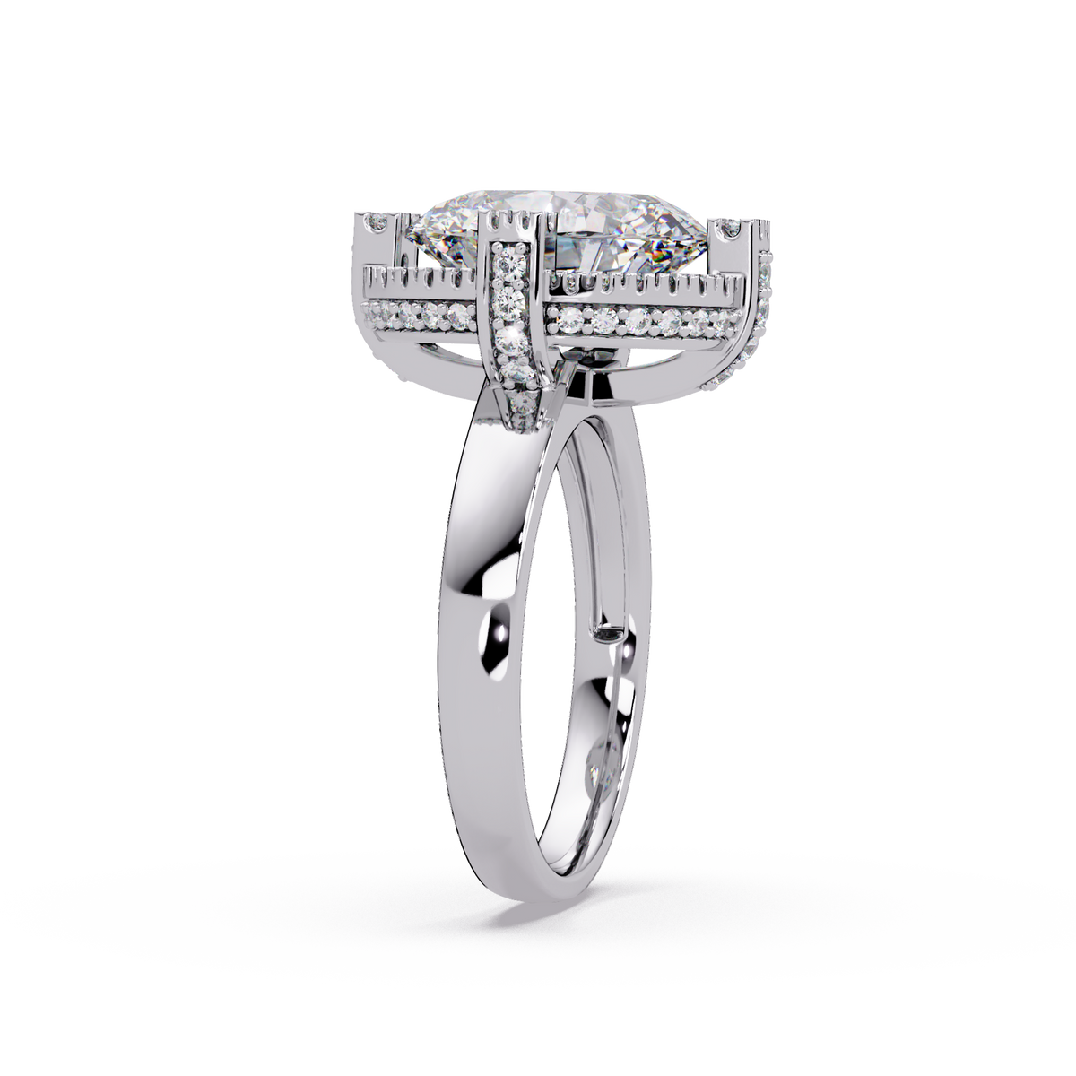 Round Lab Grown Diamond Double Halo Statement Ring - HIGHCARAT DIAMONDS