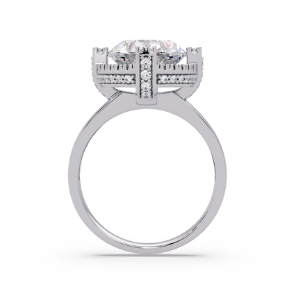 Round Lab Grown Diamond Double Halo Statement Ring - HIGHCARAT DIAMONDS