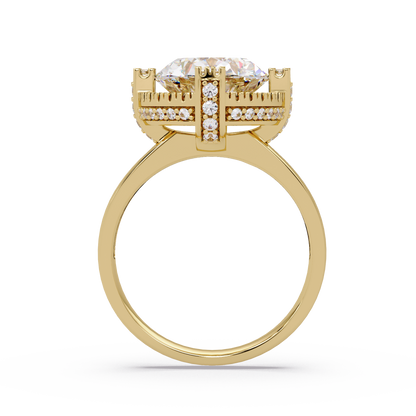 Round Lab Grown Diamond Double Halo Statement Ring - HIGHCARAT DIAMONDS