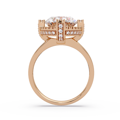 Round Lab Grown Diamond Double Halo Statement Ring - HIGHCARAT DIAMONDS