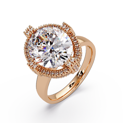 Round Lab Grown Diamond Double Halo Statement Ring - HIGHCARAT DIAMONDS