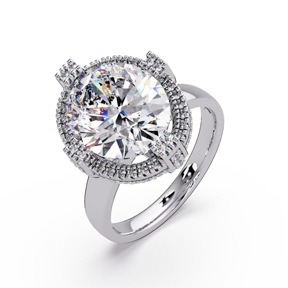Round Lab Grown Diamond Double Halo Statement Ring - HIGHCARAT DIAMONDS