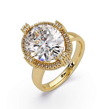 Round Lab Grown Diamond Double Halo Statement Ring - HIGHCARAT DIAMONDS