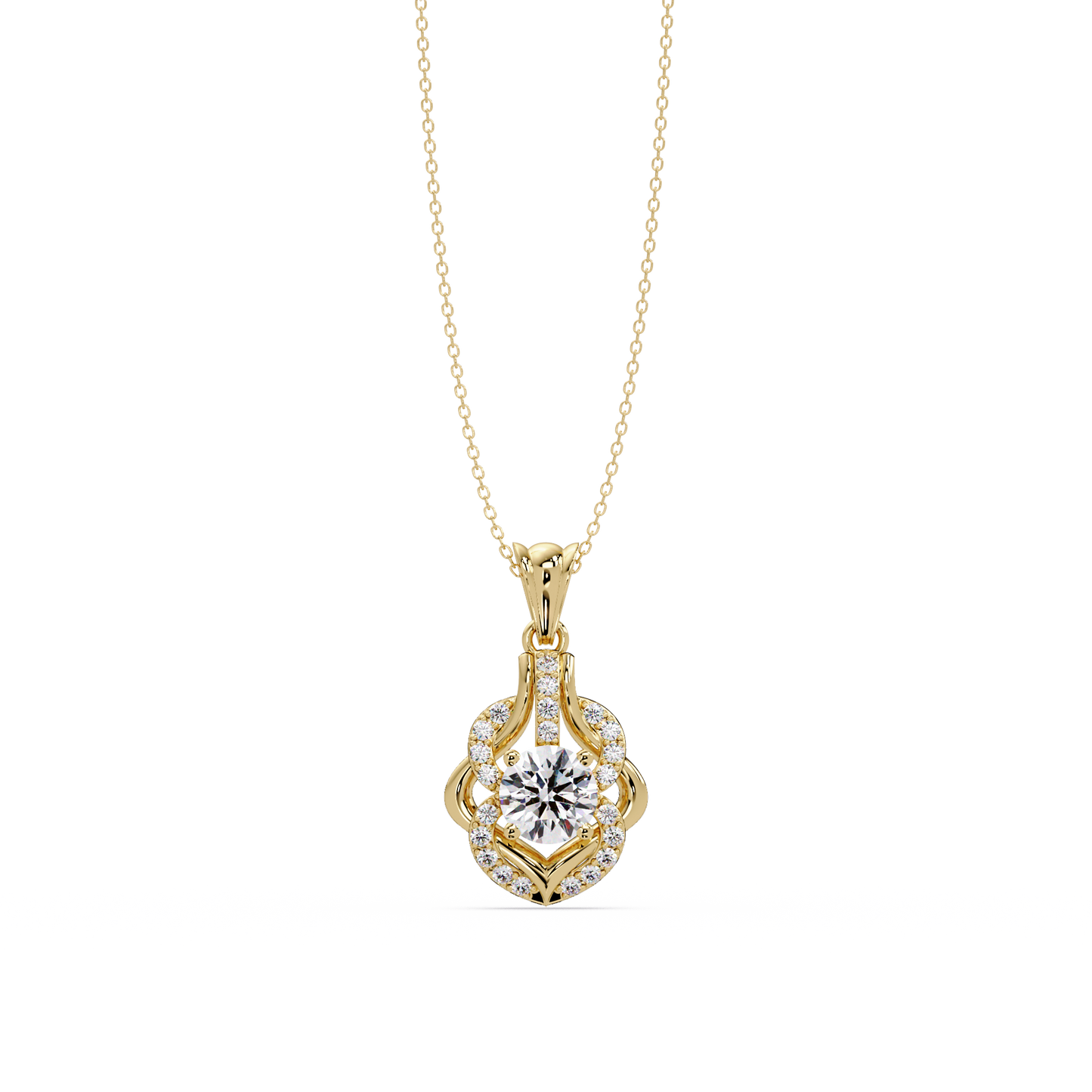 Round Lab Grown Diamond Double Heart Pendant - HIGHCARAT DIAMONDS