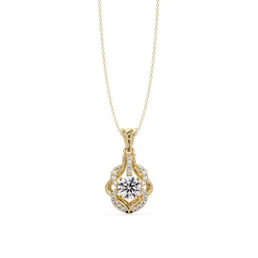 Round Lab Grown Diamond Double Heart Pendant - HIGHCARAT DIAMONDS