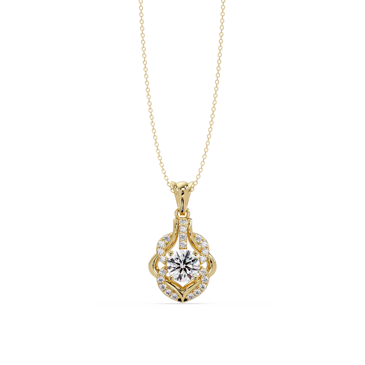 Round Lab Grown Diamond Double Heart Pendant - HIGHCARAT DIAMONDS