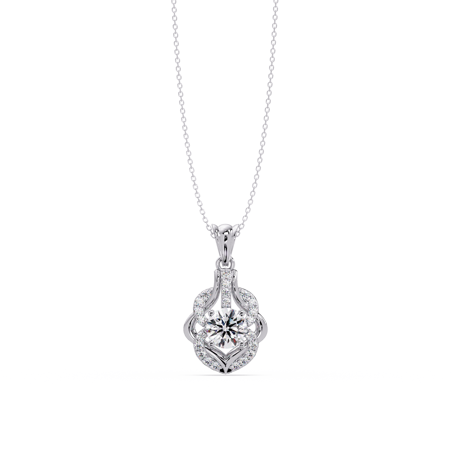 Round Lab Grown Diamond Double Heart Pendant - HIGHCARAT DIAMONDS