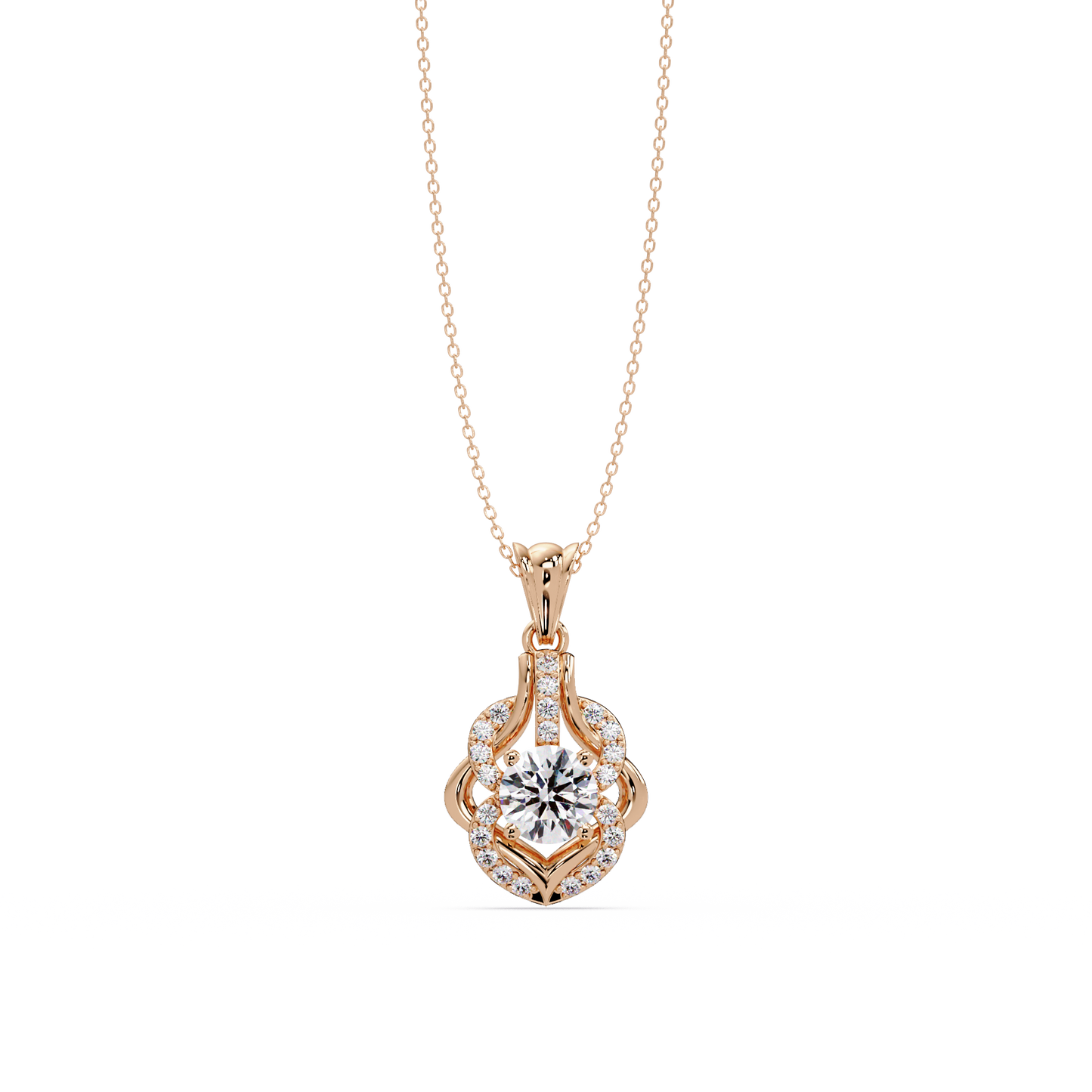 Round Lab Grown Diamond Double Heart Pendant - HIGHCARAT DIAMONDS