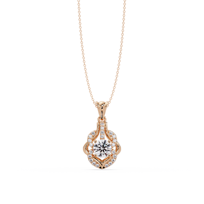 Round Lab Grown Diamond Double Heart Pendant - HIGHCARAT DIAMONDS