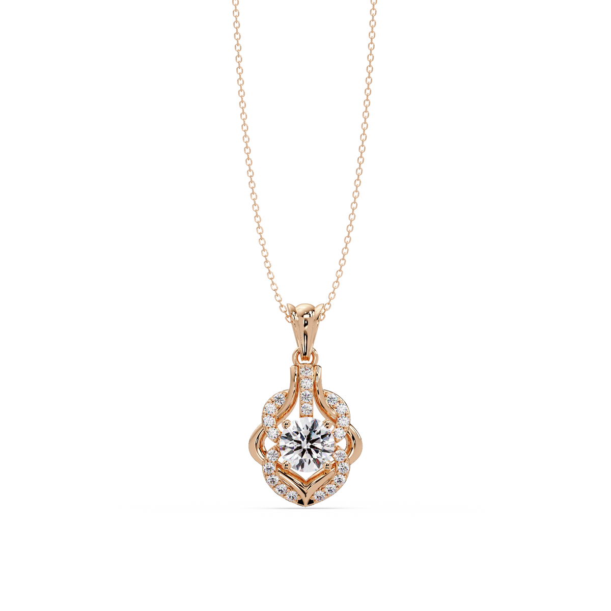 Round Lab Grown Diamond Double Heart Pendant - HIGHCARAT DIAMONDS