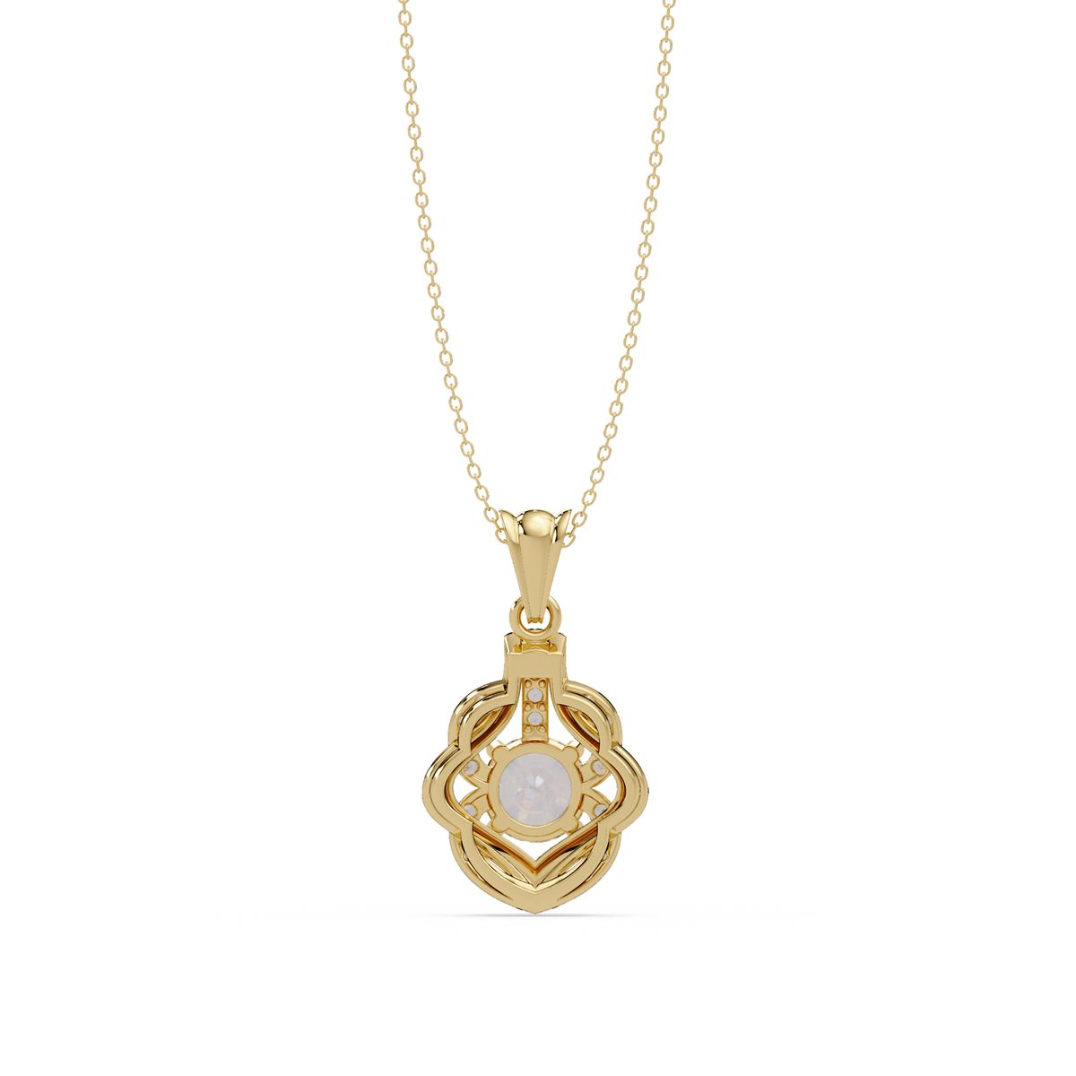 Round Lab Grown Diamond Double Heart Pendant - HIGHCARAT DIAMONDS