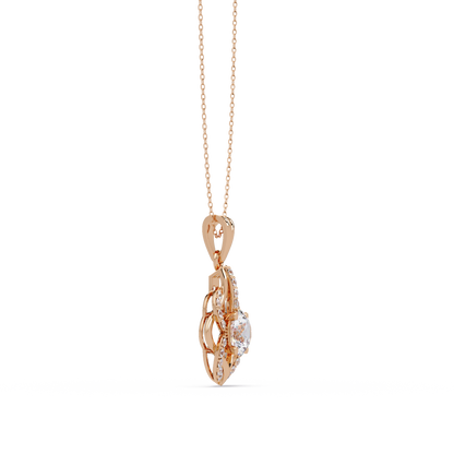 Round Lab Grown Diamond Double Heart Pendant - HIGHCARAT DIAMONDS