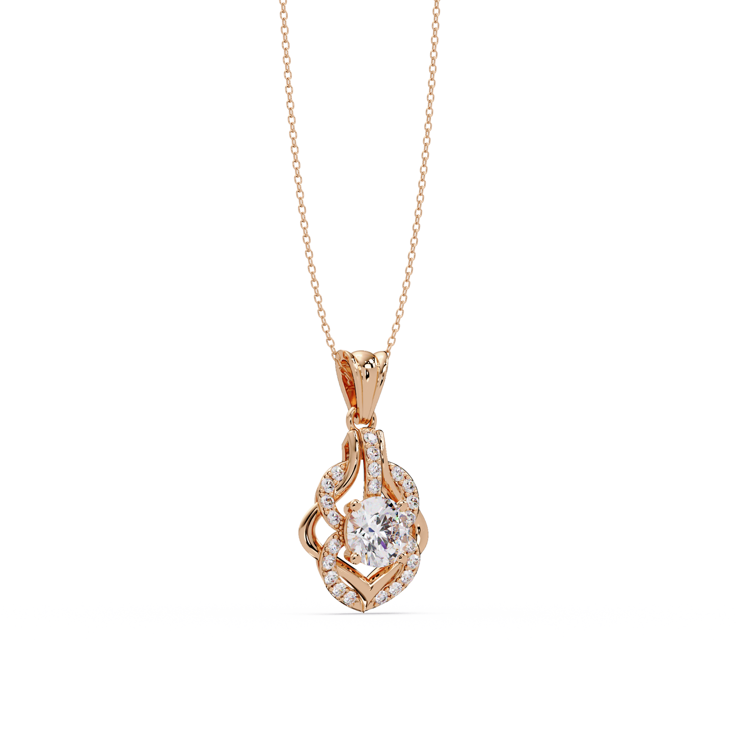 Round Lab Grown Diamond Double Heart Pendant - HIGHCARAT DIAMONDS
