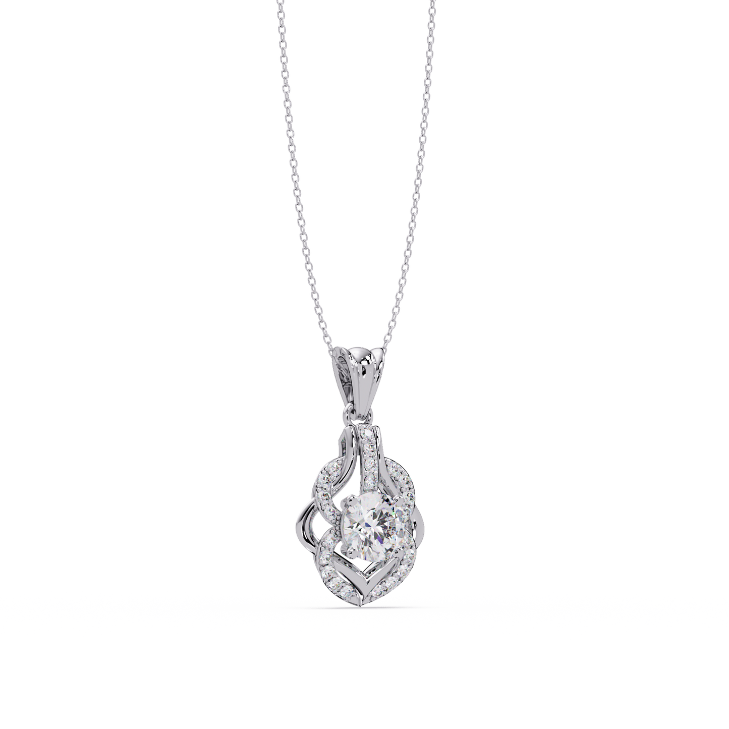 Round Lab Grown Diamond Double Heart Pendant - HIGHCARAT DIAMONDS