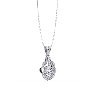 Round Lab Grown Diamond Double Heart Pendant - HIGHCARAT DIAMONDS