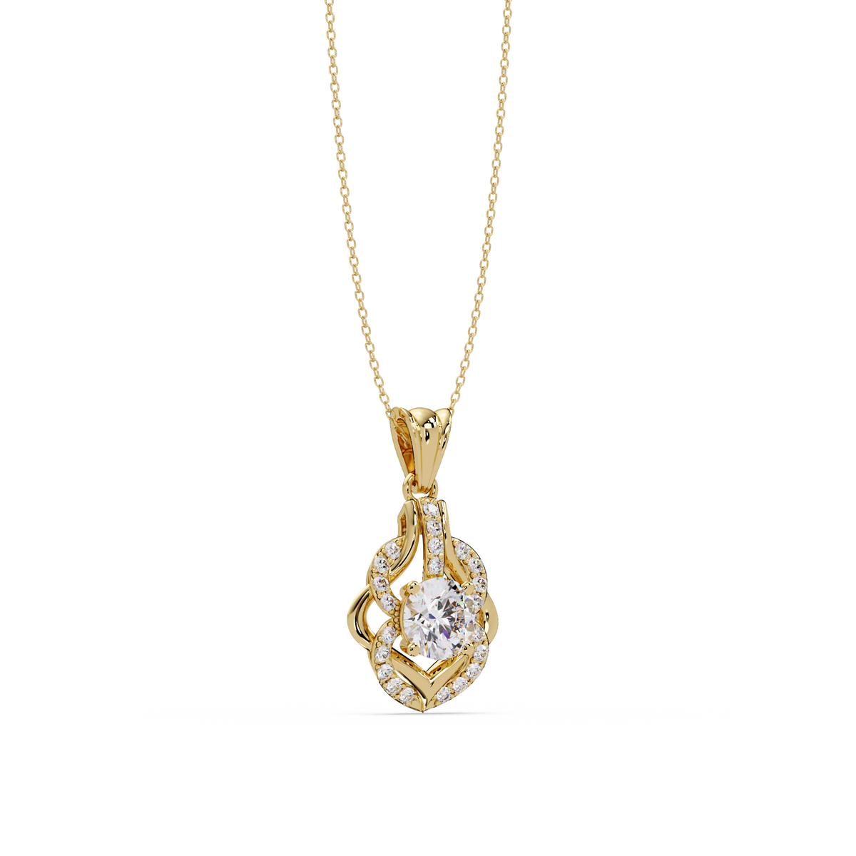 Round Lab Grown Diamond Double Heart Pendant - HIGHCARAT DIAMONDS