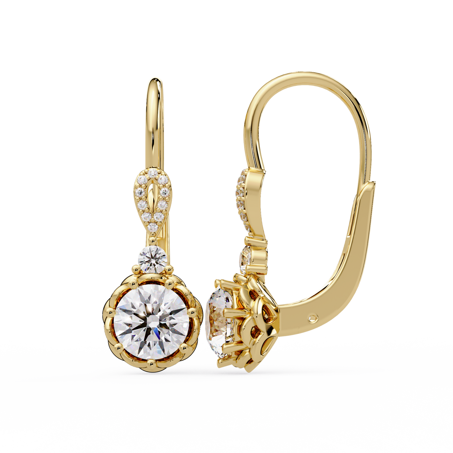 Round Lab Grown Diamond Drop Hoop Earrings - HIGHCARAT DIAMONDS