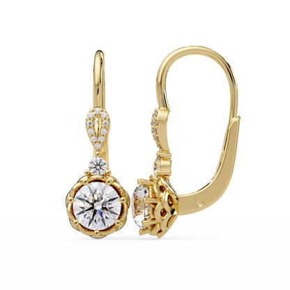 Round Lab Grown Diamond Drop Hoop Earrings - HIGHCARAT DIAMONDS