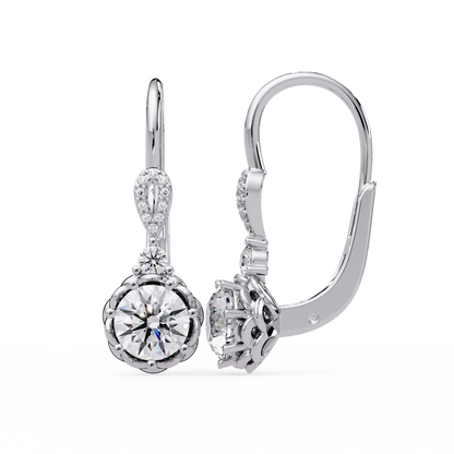 Round Lab Grown Diamond Drop Hoop Earrings - HIGHCARAT DIAMONDS