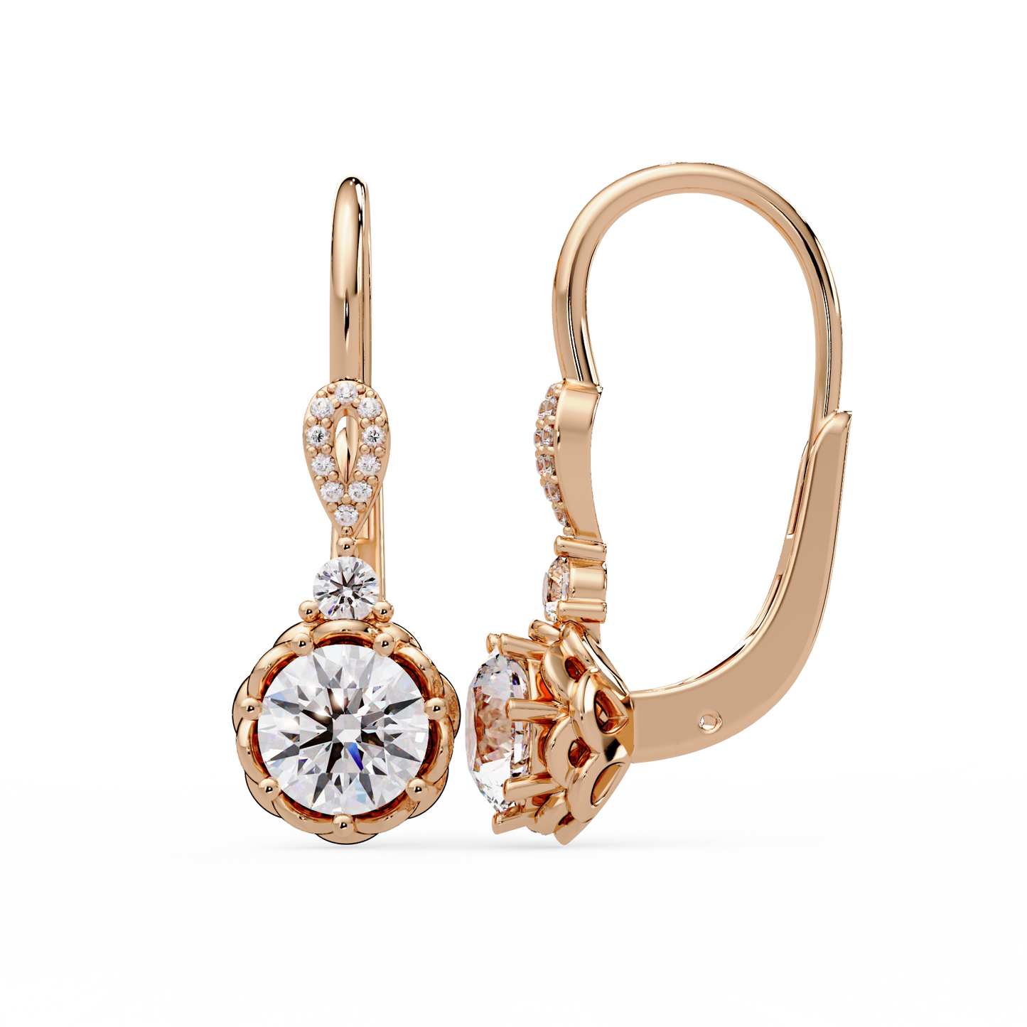 Round Lab Grown Diamond Drop Hoop Earrings - HIGHCARAT DIAMONDS