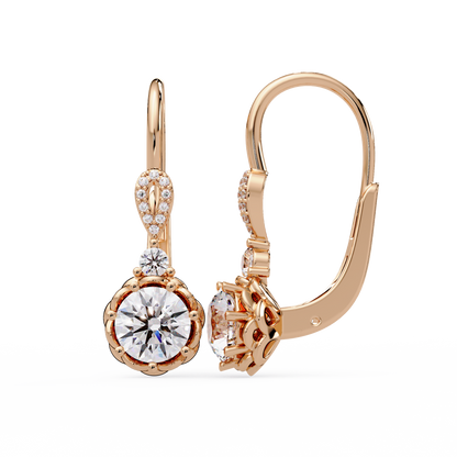 Round Lab Grown Diamond Drop Hoop Earrings - HIGHCARAT DIAMONDS