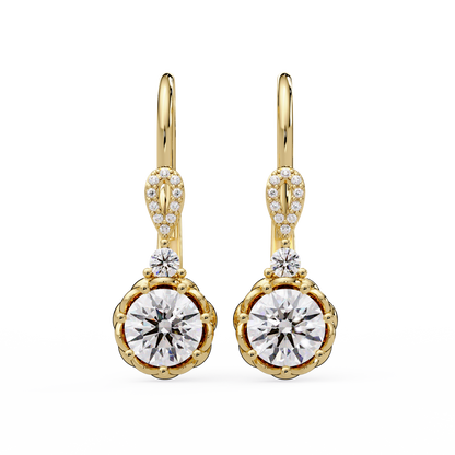 Round Lab Grown Diamond Drop Hoop Earrings - HIGHCARAT DIAMONDS