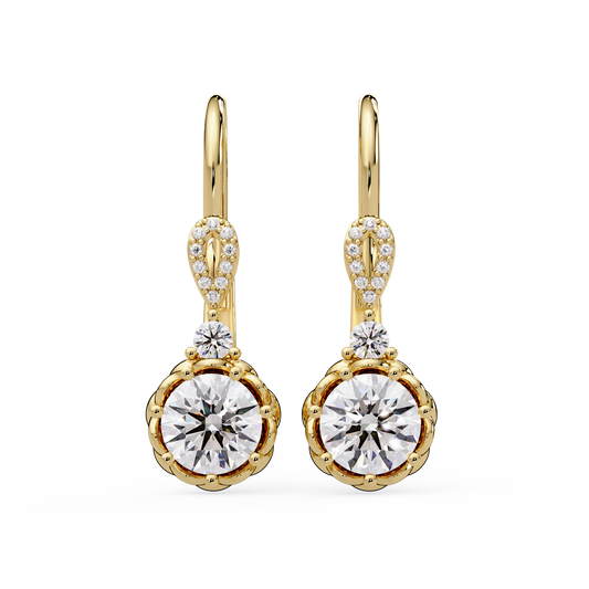 Round Lab Grown Diamond Drop Hoop Earrings - HIGHCARAT DIAMONDS