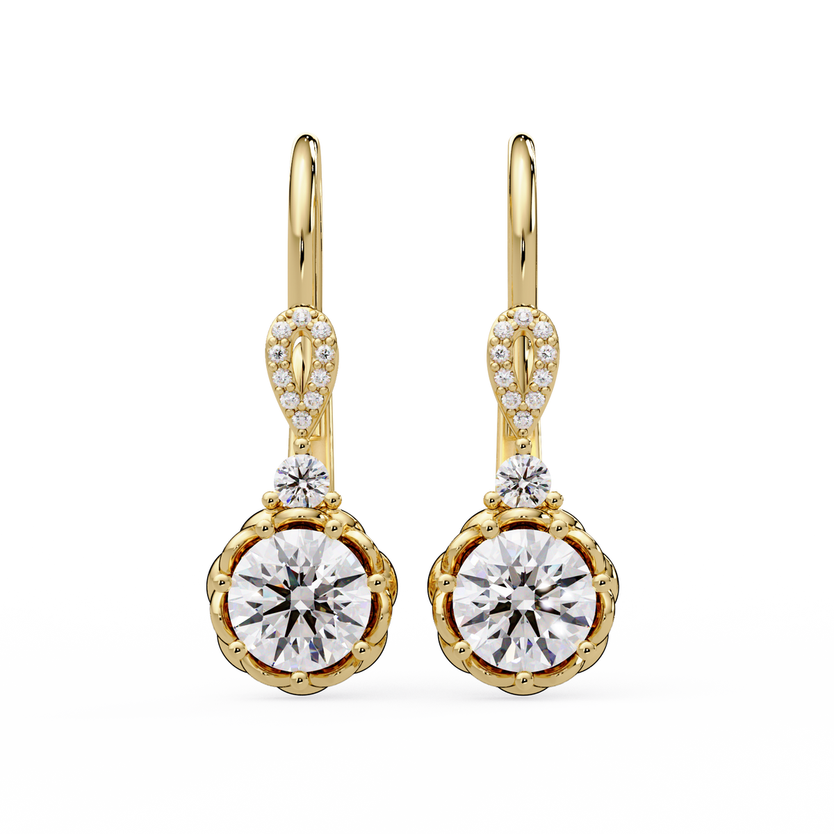 Round Lab Grown Diamond Drop Hoop Earrings - HIGHCARAT DIAMONDS