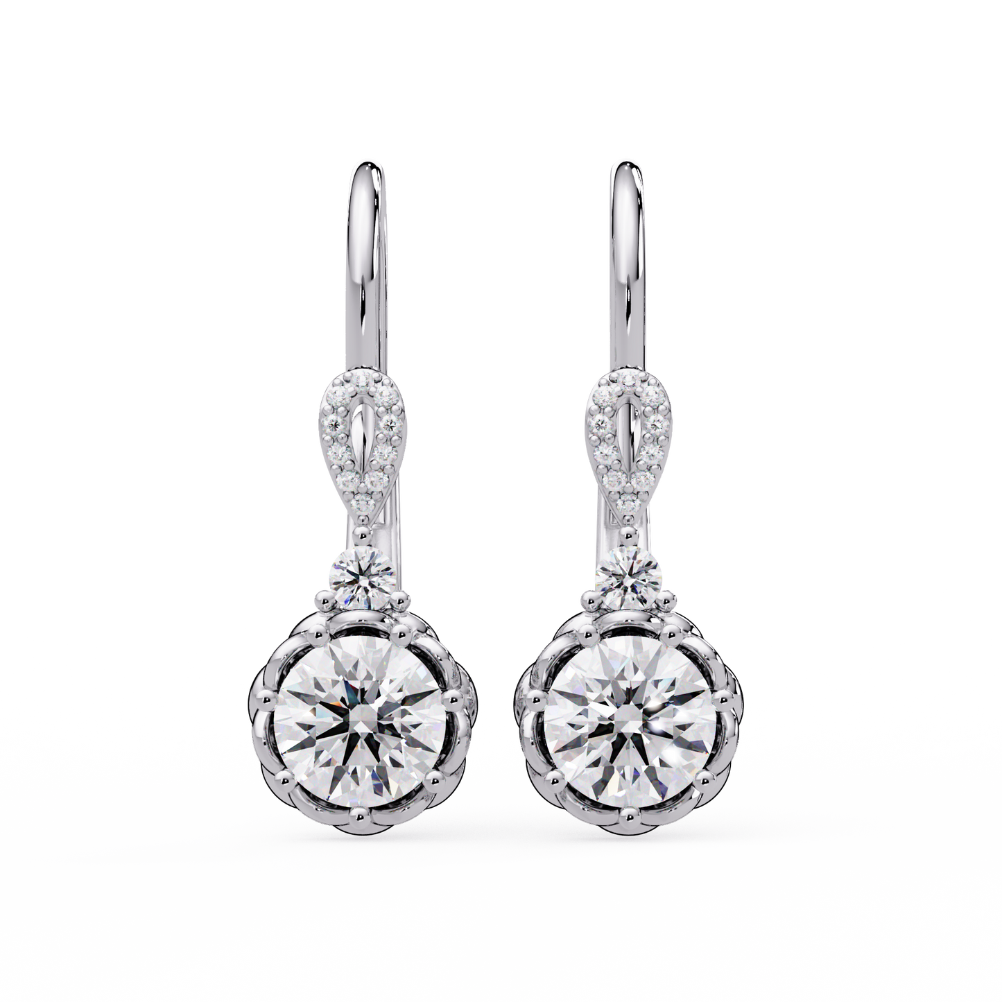 Round Lab Grown Diamond Drop Hoop Earrings - HIGHCARAT DIAMONDS