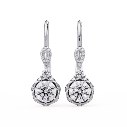 Round Lab Grown Diamond Drop Hoop Earrings - HIGHCARAT DIAMONDS