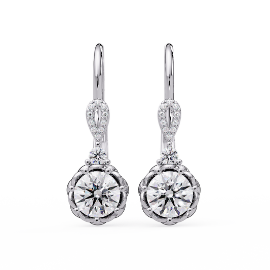 Round Lab Grown Diamond Drop Hoop Earrings - HIGHCARAT DIAMONDS