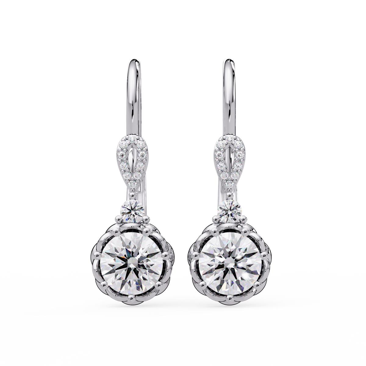 Round Lab Grown Diamond Drop Hoop Earrings - HIGHCARAT DIAMONDS