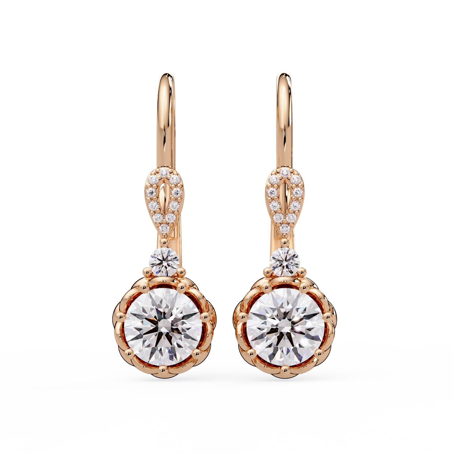 Round Lab Grown Diamond Drop Hoop Earrings - HIGHCARAT DIAMONDS