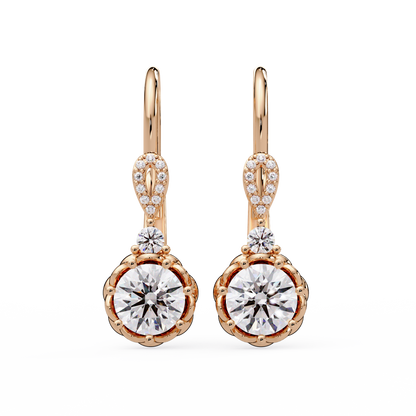 Round Lab Grown Diamond Drop Hoop Earrings - HIGHCARAT DIAMONDS