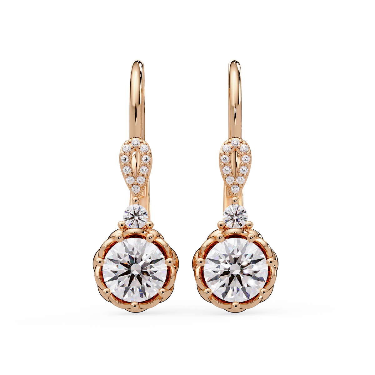 Round Lab Grown Diamond Drop Hoop Earrings - HIGHCARAT DIAMONDS