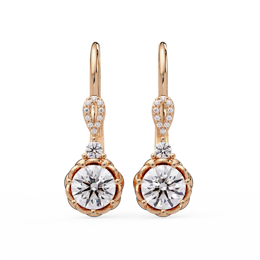 Round Lab Grown Diamond Drop Hoop Earrings - HIGHCARAT DIAMONDS