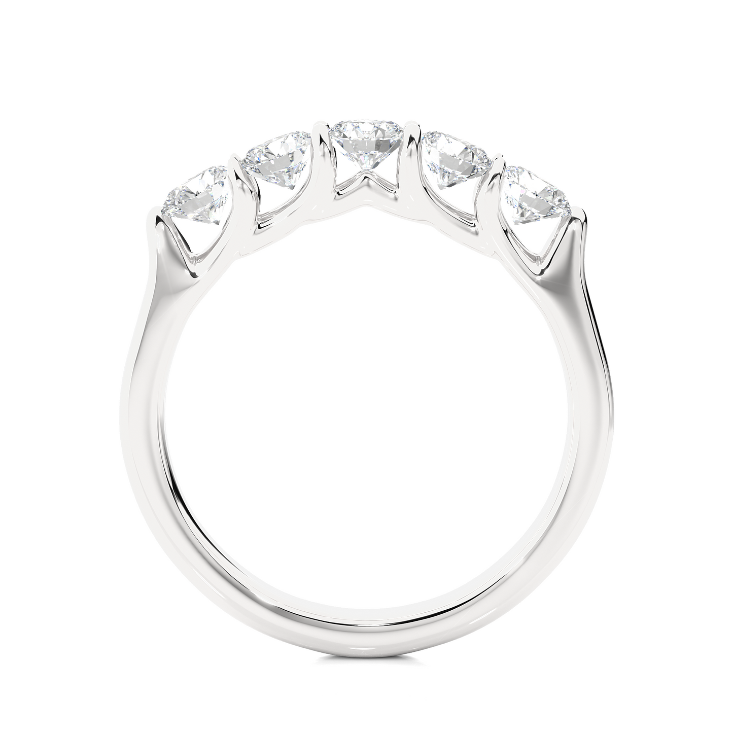 White gold eternity band with emerald cut diamonds