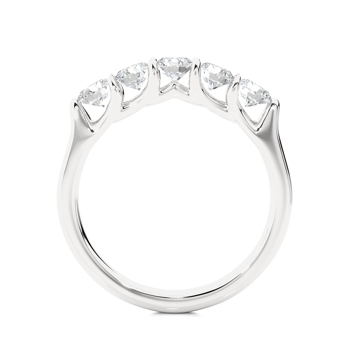 White gold eternity band with emerald cut diamonds