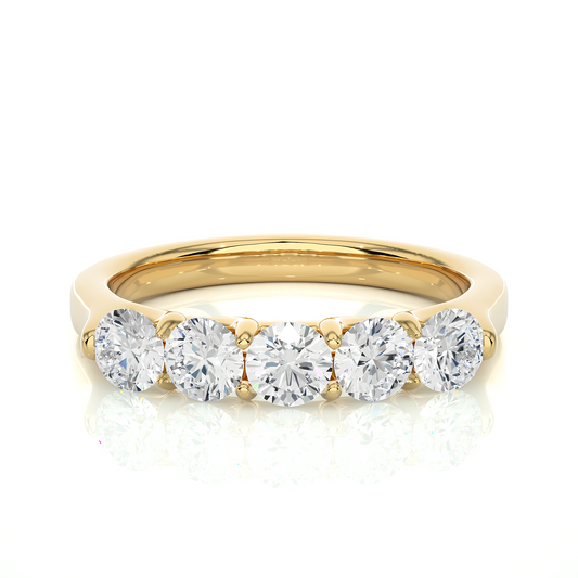 Full eternity ring with emerald cut diamond settings