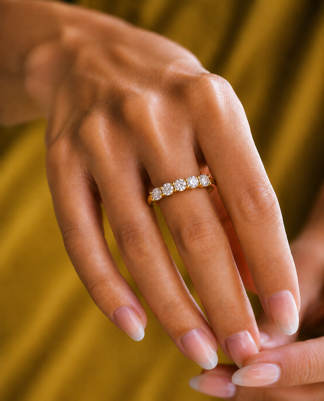 Round Lab Grown Diamond Five Stone Ring Band - HIGHCARAT DIAMONDS