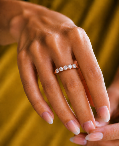 Round Lab Grown Diamond Five Stone Ring Band - HIGHCARAT DIAMONDS
